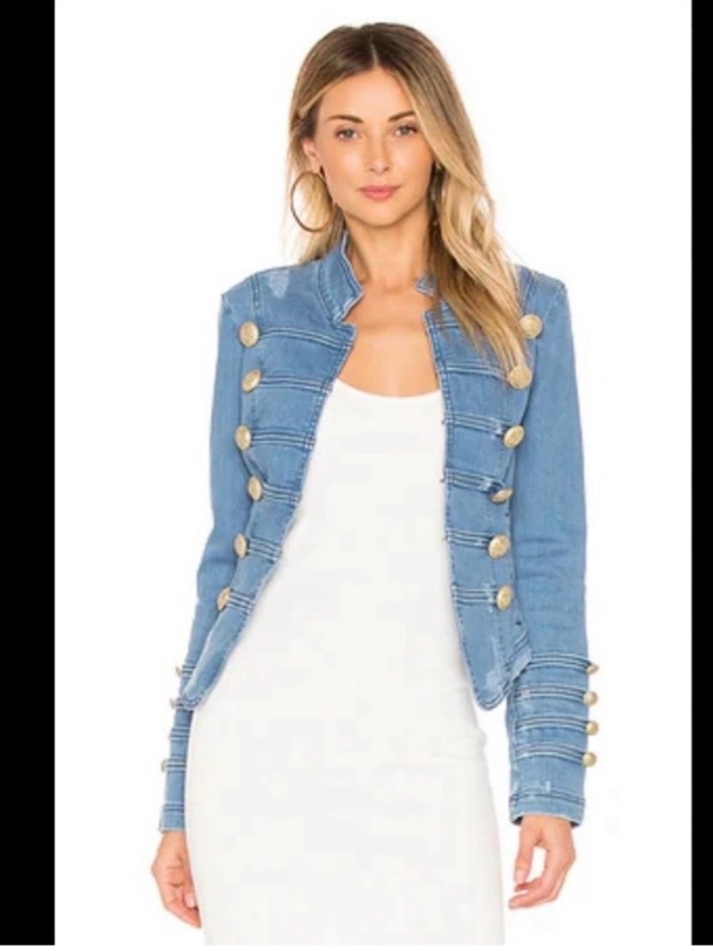 Free People Military Denim Jacket
